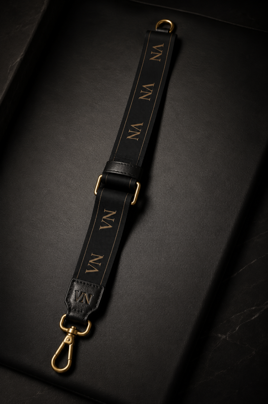 The Royal Drape — woven VN monogram strap